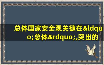 总体国家安全观关键在“总体”,突出的是“( )”理念